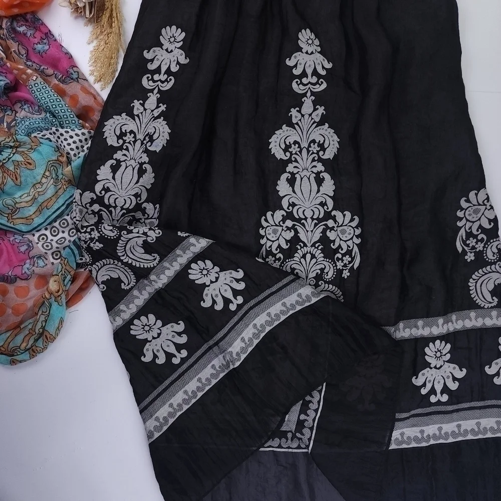 Lapis Black White Boho Onesize Dress - Picture 11 of 13